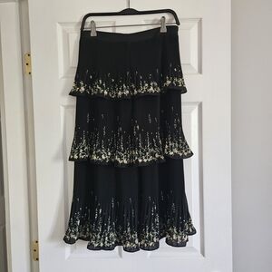 Ted Baker Black and White Tiered A-Line Skirt